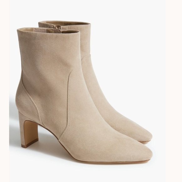 J crew Factory Sueded Heeled Booties in Cashew women’s size 6 New in box - Picture 1 of 8